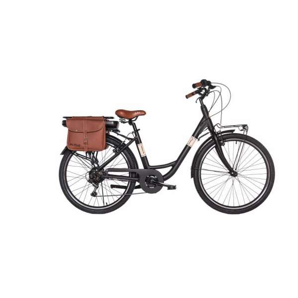 Bicicletta Via Veneto Nanci E-bike Lady 26&rdquo; 6 Speed VVE26L Nero Polvere di Caff&egrave; (Opaco)